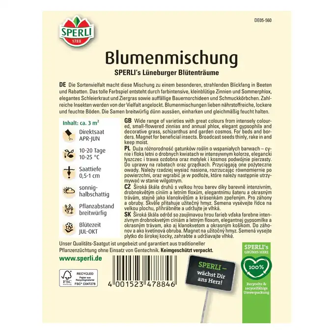 Mieszanka kwiatów 'SPERLI's Lüneburger Blütenträume' Nasiona PREMIUM Sperli
