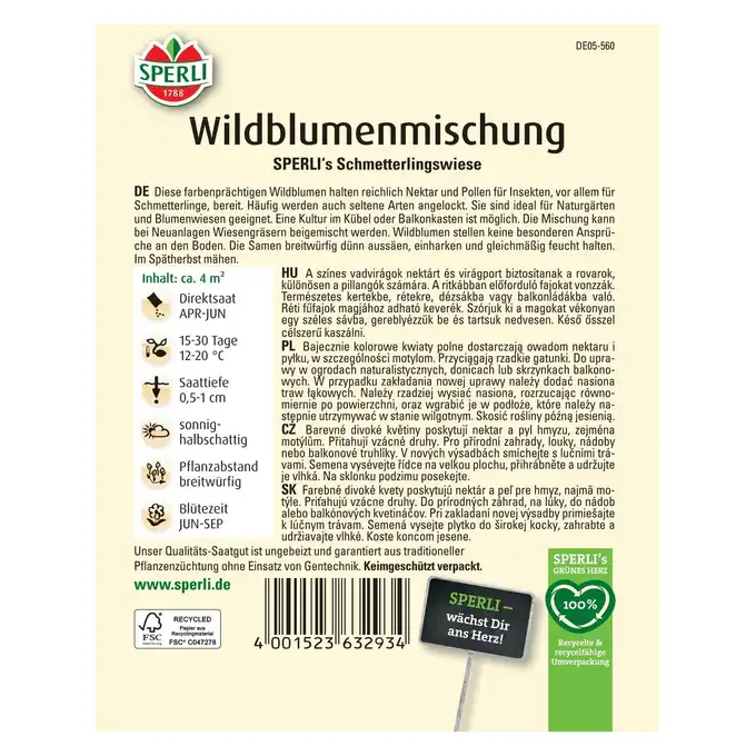 Mieszanka kwiatów 'SPERLI's Schmetterlingswiese' Nasiona PREMIUM Sperli