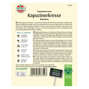 Nasturcja 'Baby Rose' Nasiona PREMIUM Sperli