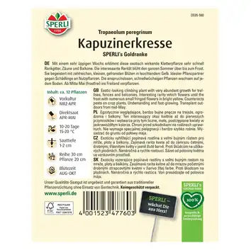 Nasturcja 'SPERLI's Goldranke' Nasiona PREMIUM Sperli