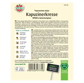 Nasturcja 'SPERLI's Scharlachglanz' Nasiona PREMIUM Sperli