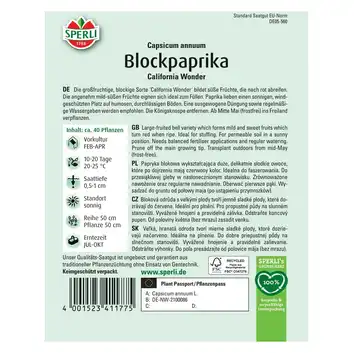 Papryka blokowa 'California Wonder' Nasiona PREMIUM Sperli