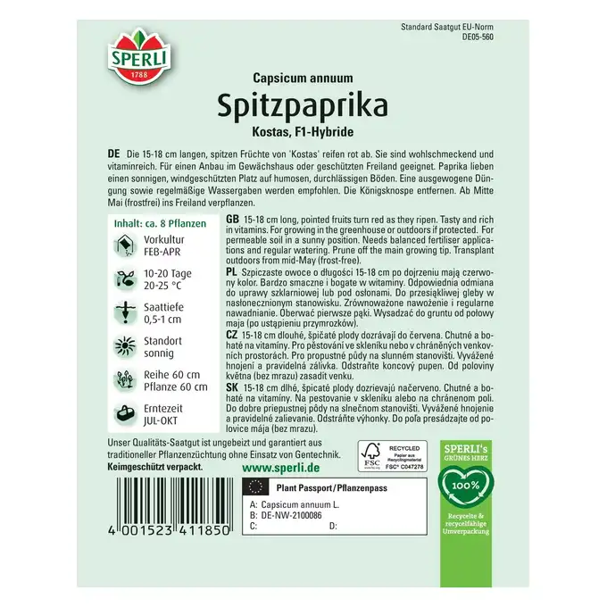 Papryka blokowa 'Kostas' Nasiona PREMIUM Sperli