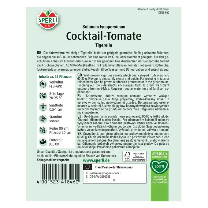 Pomidor 'Tigerella' Nasiona PREMIUM Sperli
