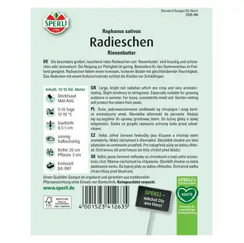 Rzodkiewka 'Riesenbutter' Nasiona PREMIUM Sperli