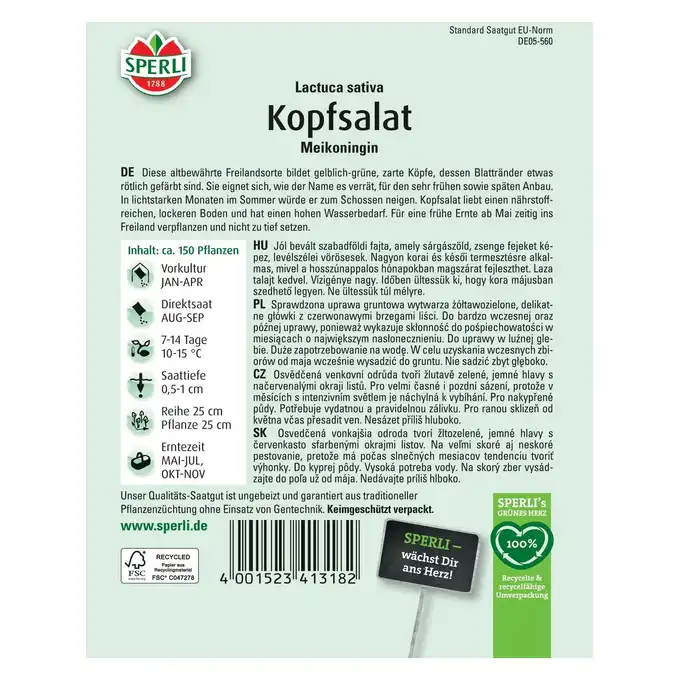Sałata głowiasta 'Meikoningin' Nasiona PREMIUM Sperli