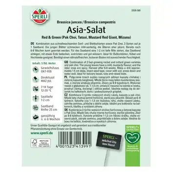 Sałatka z azji 'Red &amp; Green (Pak Choi Tatsoi, Mustard Red Giant, Mizuna)' Nasiona PREMIUM Sperli