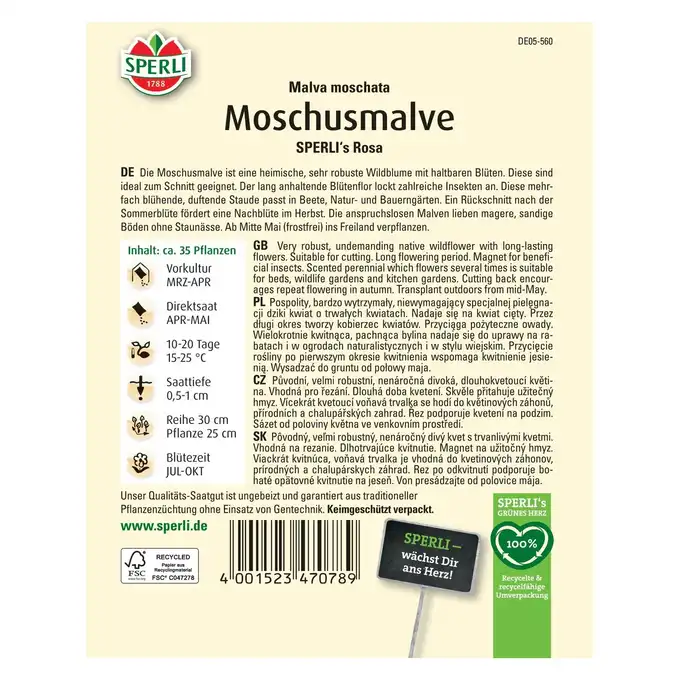 Ślaz piżmowy 'SPERLI's Rosa' Nasiona PREMIUM Sperli