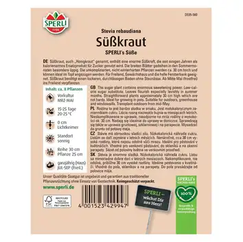 Stewia 'SPERLI's Süße' Nasiona PREMIUM Sperli
