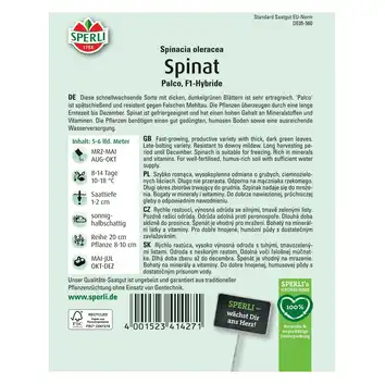Szpinak 'Palco' Nasiona PREMIUM Sperli