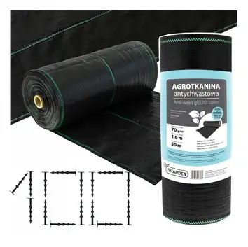 SKARDEN Agrotkanina 1,6x50m CZARNA 70g/m2 + 100 kołków