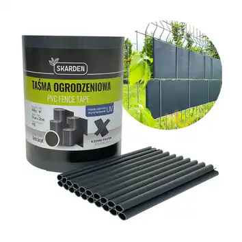 SKARDEN Taśma ogrodzeniowa PCV fence tape 19cmx35m 450g/m2 Antracyt + klipsy