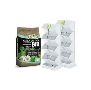 Zestaw 2 x Ogród wertykalny Mini Cascade biały + Ziemia do ziół BIO 10L