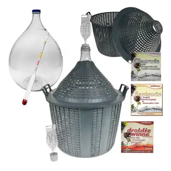 Balon, gąsior na wino 10l + rurka fermentacyjna, korek, cukromierz, drożdże, Clearwin, Septowin