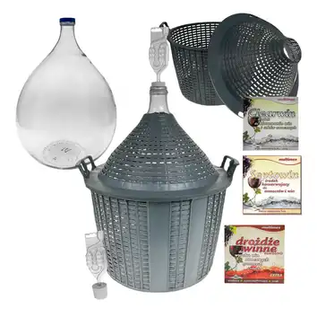 Balon, gąsior na wino 10l + rurka fermentacyjna, korek, drożdże, Clearwin, Septowin