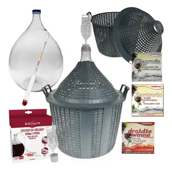 Balon, gąsior na wino 10l + rurka fermentacyjna, korek, wężyk, cukromierz, drożdże, Clearwin, Septowin