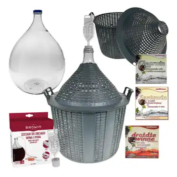 Balon, gąsior na wino 10l + rurka fermentacyjna, korek, wężyk, drożdże, Clearwin, Septowin