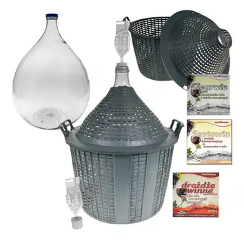 Balon, gąsior na wino 20l + rurka fermentacyjna, korek, drożdże, Clearwin, Septowin