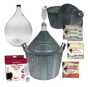 Balon, gąsior na wino 20l + rurka fermentacyjna, korek, wężyk, drożdże, Clearwin, Septowin