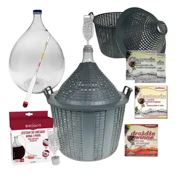 Balon, gąsior na wino 25l + rurka fermentacyjna, korek, wężyk, cukromierz, drożdże, Clearwin, Septowin