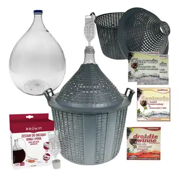 Balon, gąsior na wino 25l + rurka fermentacyjna, korek, wężyk, drożdże, Clearwin, Septowin