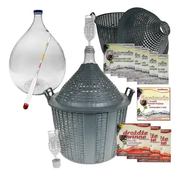 Balon, gąsior na wino 54l + rurka fermentacyjna, korek, cukromierz, drożdże, Clearwin, Septowin