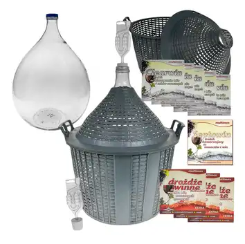 Balon, gąsior na wino 54l + rurka fermentacyjna, korek, drożdże, Clearwin, Septowin