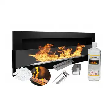 Biokominek 1200x400 czarny + Biopaliwo NEUTRALNE z lejkiem 1L