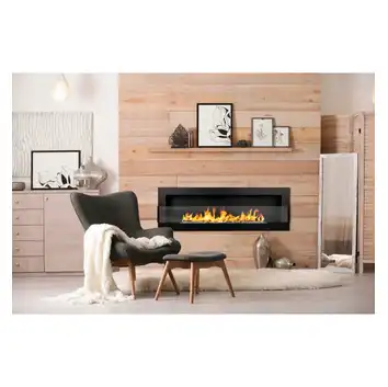 Biokominek 1200x400 czarny mat z szybą