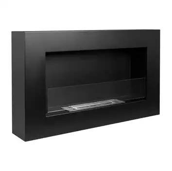 Biokominek 650x400 BOX czarny z szybą