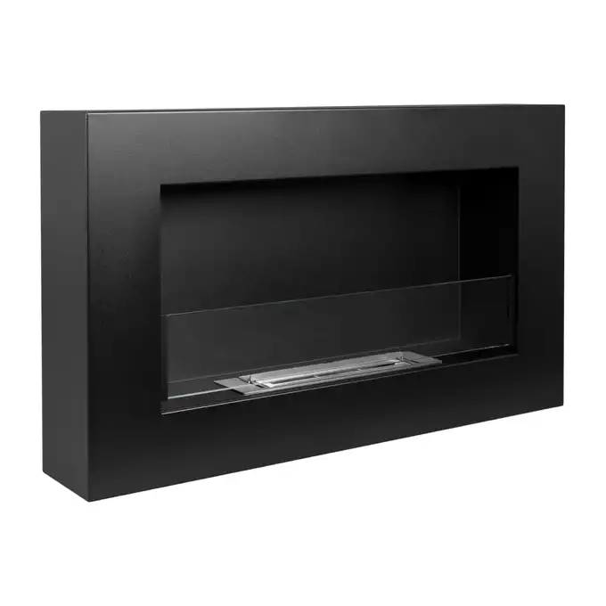 Biokominek 650x400 BOX czarny z szybą