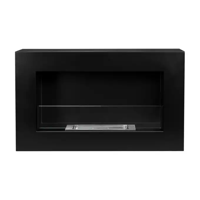 Biokominek 650x400 BOX czarny z szybą