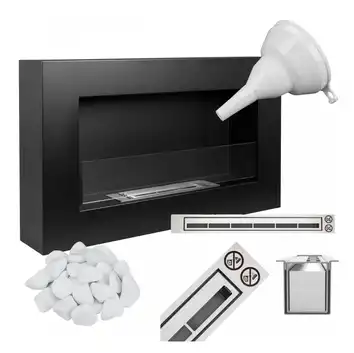 Biokominek 650x400 BOX czarny z szybą