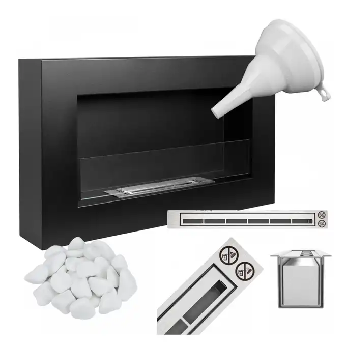 Biokominek 650x400 BOX czarny z szybą
