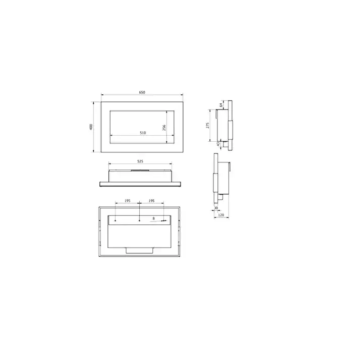 Biokominek 650x400 INOX z szybą