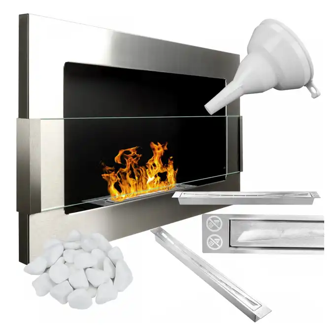 Biokominek 650x400 INOX z szybą