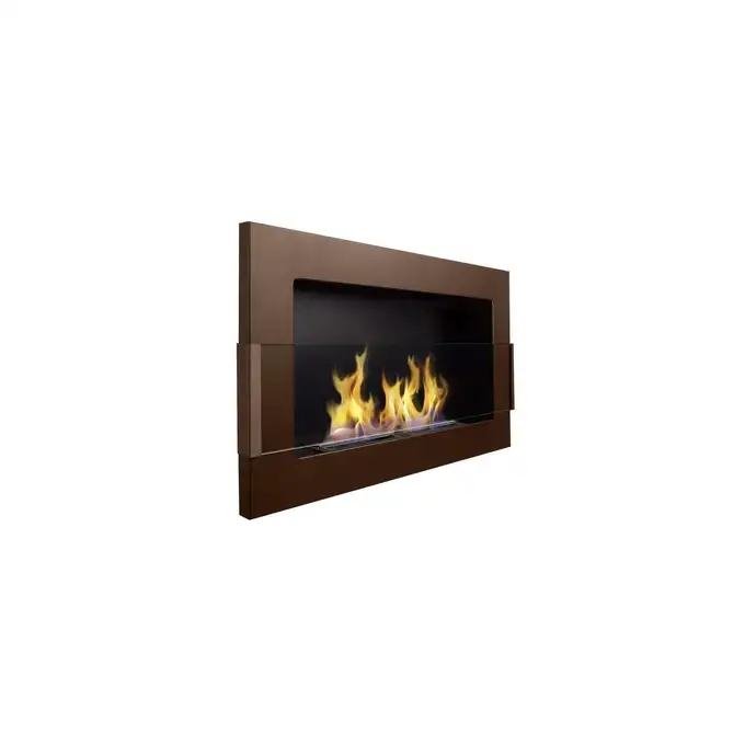 Biokominek 650x400 brąz mat z szybą