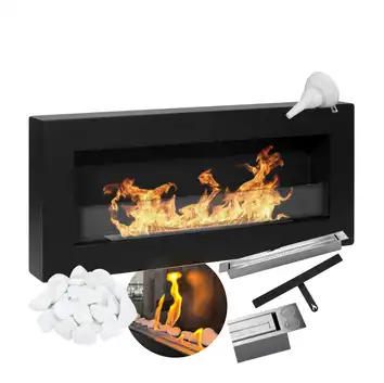 Biokominek 900x400 Box czarny mat z szybą