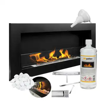 Biokominek 900x400 SLIM CZARNY + Biopaliwo 1L neutralne