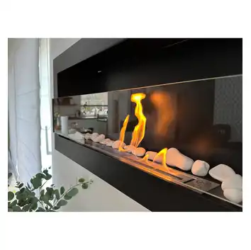 Biokominek 900x400 Slim Czarny z szybą super płaski 12CM