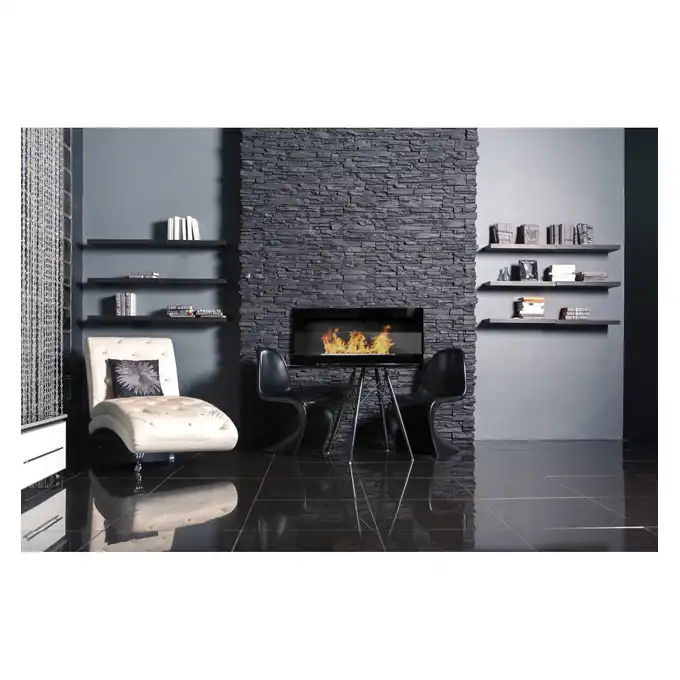 Biokominek 900x400 czarny połysk z szybą
