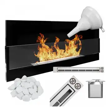 Biokominek 900x400 czarny połysk z szybą
