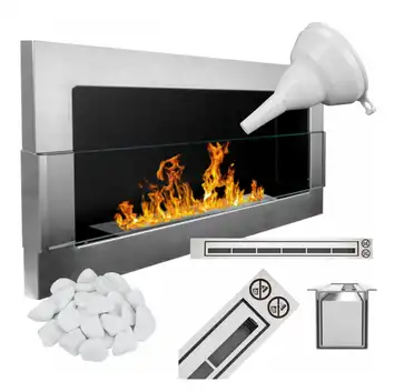 Biokominek 900x400 inox z szybą wiszący WYSOKA JAKOŚĆ