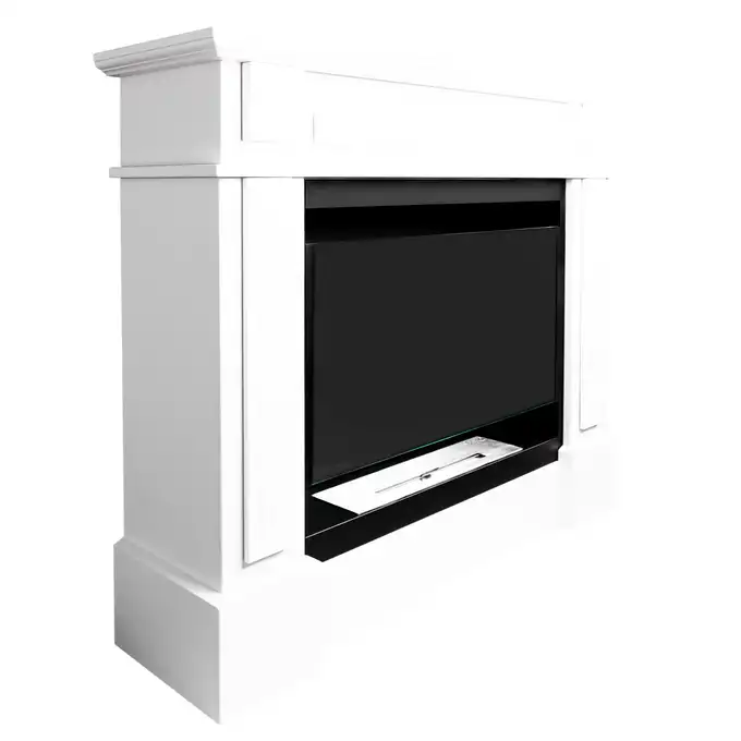 Biokominek portalowy Werona biały z szybą 1130x1000x300