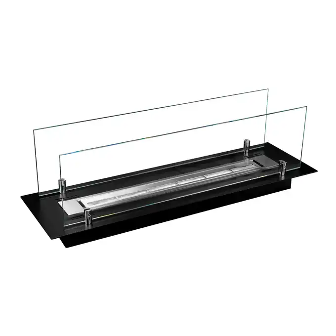Biokominek wkład do zabudowy czarny mat z szybami 65cm