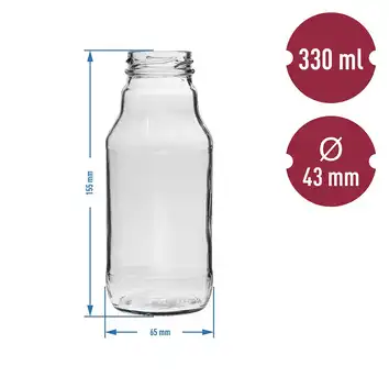 Browin butelka na sok 330 mL fi 43 - 6 szt z zakrętką