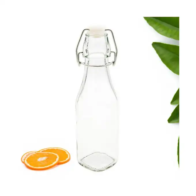 Butelka na wino szklana kwadratowa z klipsem 0,5 L