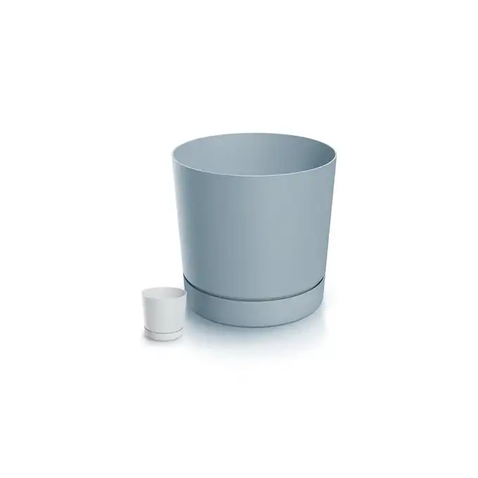 Doniczka Tubo P 12,8 cm z podstawką DPOP130 jasny szary Prosperplast