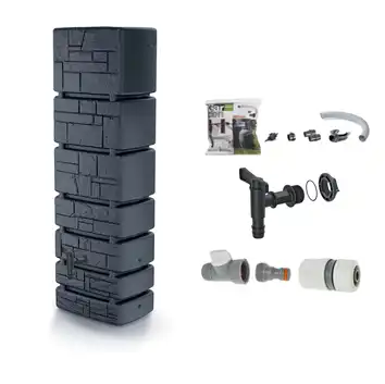 Kompletny zbiornik na deszczówkę Tower Stone 350l antracyt z akcesoriami