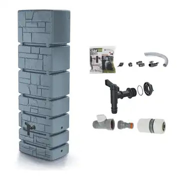 Kompletny zbiornik na deszczówkę Tower Stone 350l smooth gray z akcesoriami
